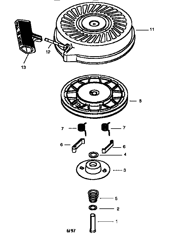 Rewind Starter Diagram and Parts List for  Craftsman Engine