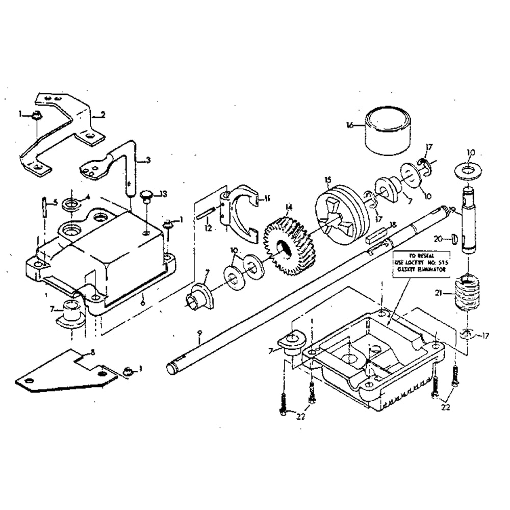 Gear Case No. 86617 Diagram and Parts List for 1980'S MODEL Craftsman Lawn Mower