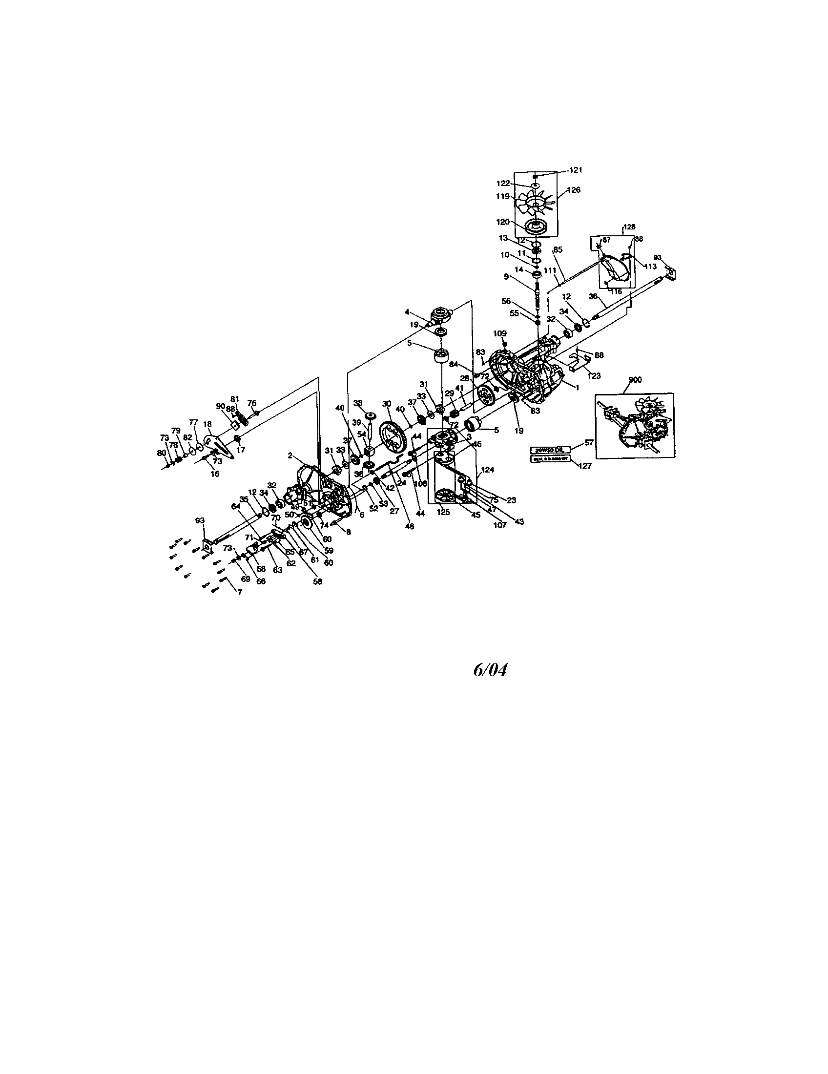 Hydro Gear Transaxle Diagram and Parts List for  Craftsman Lawn Tractor