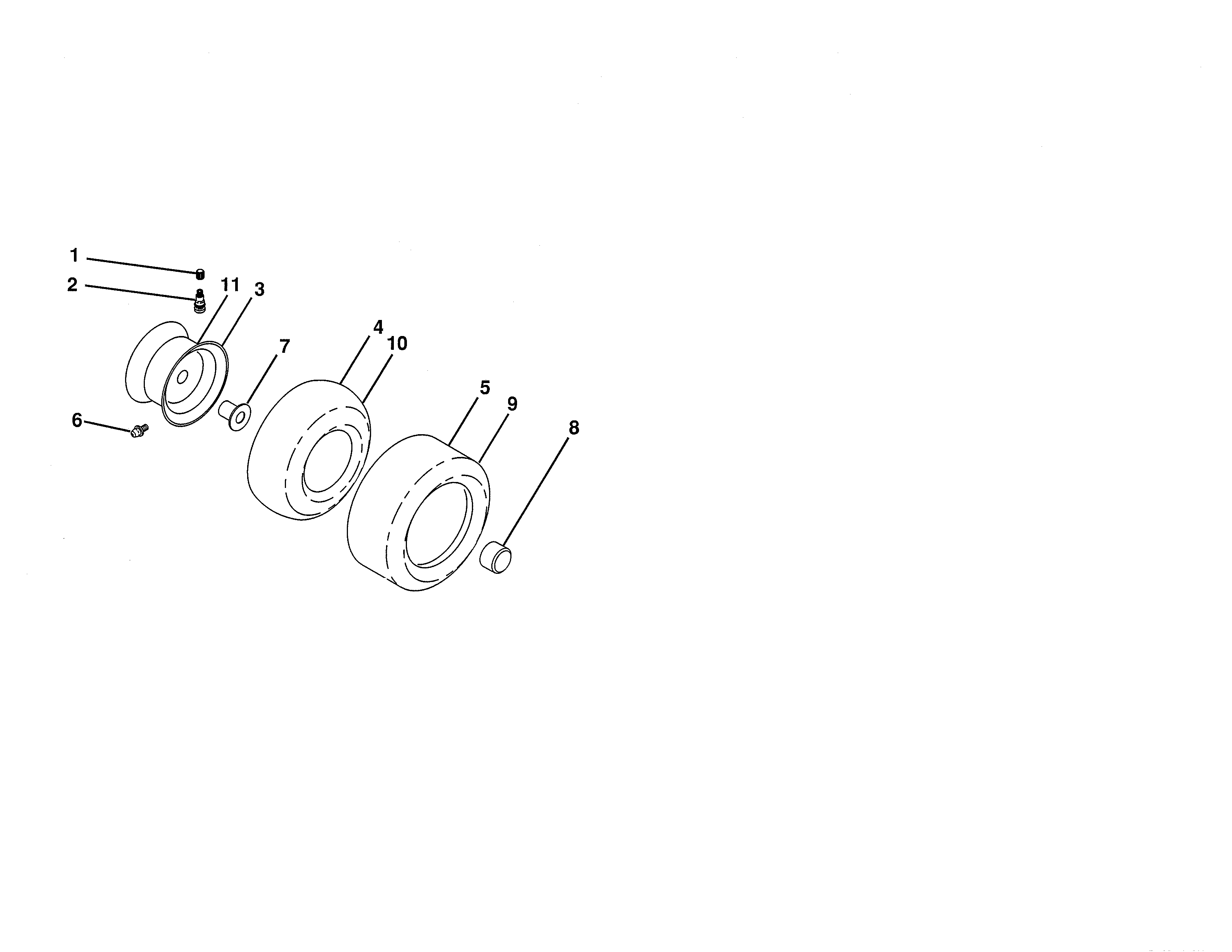 Wheels & Tires Diagram and Parts List for  Craftsman Lawn Tractor