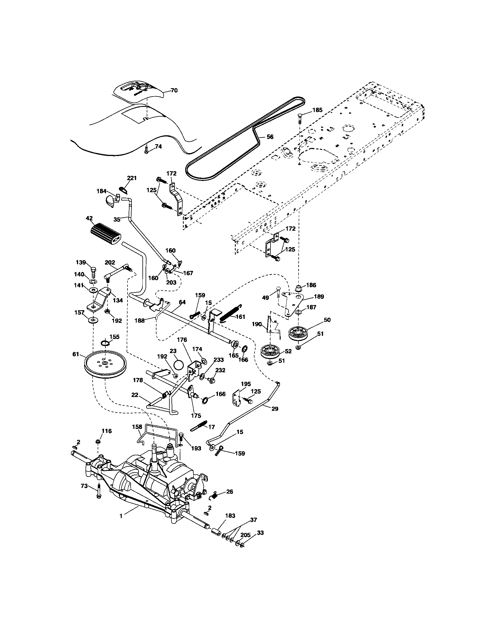 Ground Drive Diagram and Parts List for  Craftsman Lawn Tractor