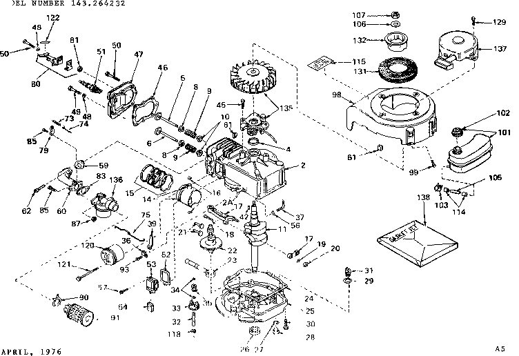 Replacement Parts Diagram and Parts List for  Craftsman Engine