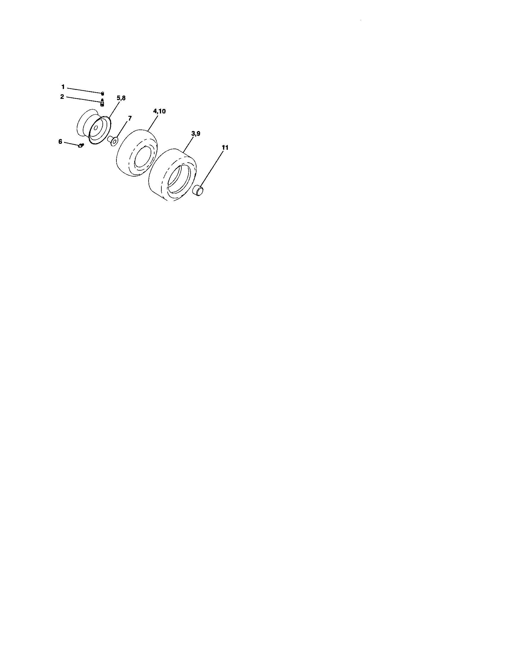 Wheels And Tires Diagram and Parts List for  Craftsman Lawn Tractor