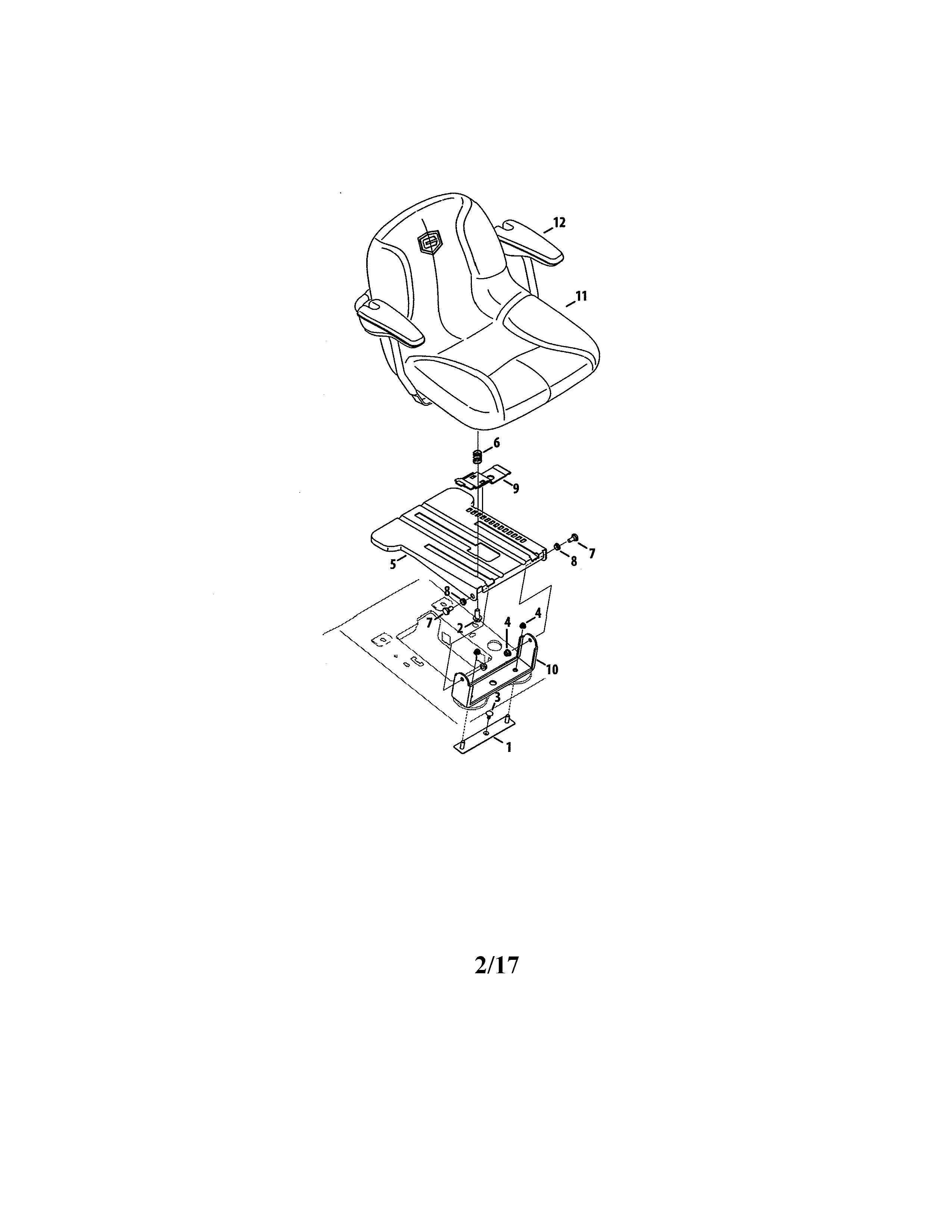 Seat Diagram and Parts List for  Craftsman Lawn Tractor