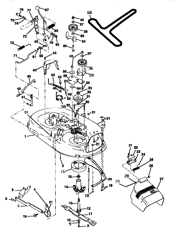Mower Diagram and Parts List for  Craftsman Lawn Tractor