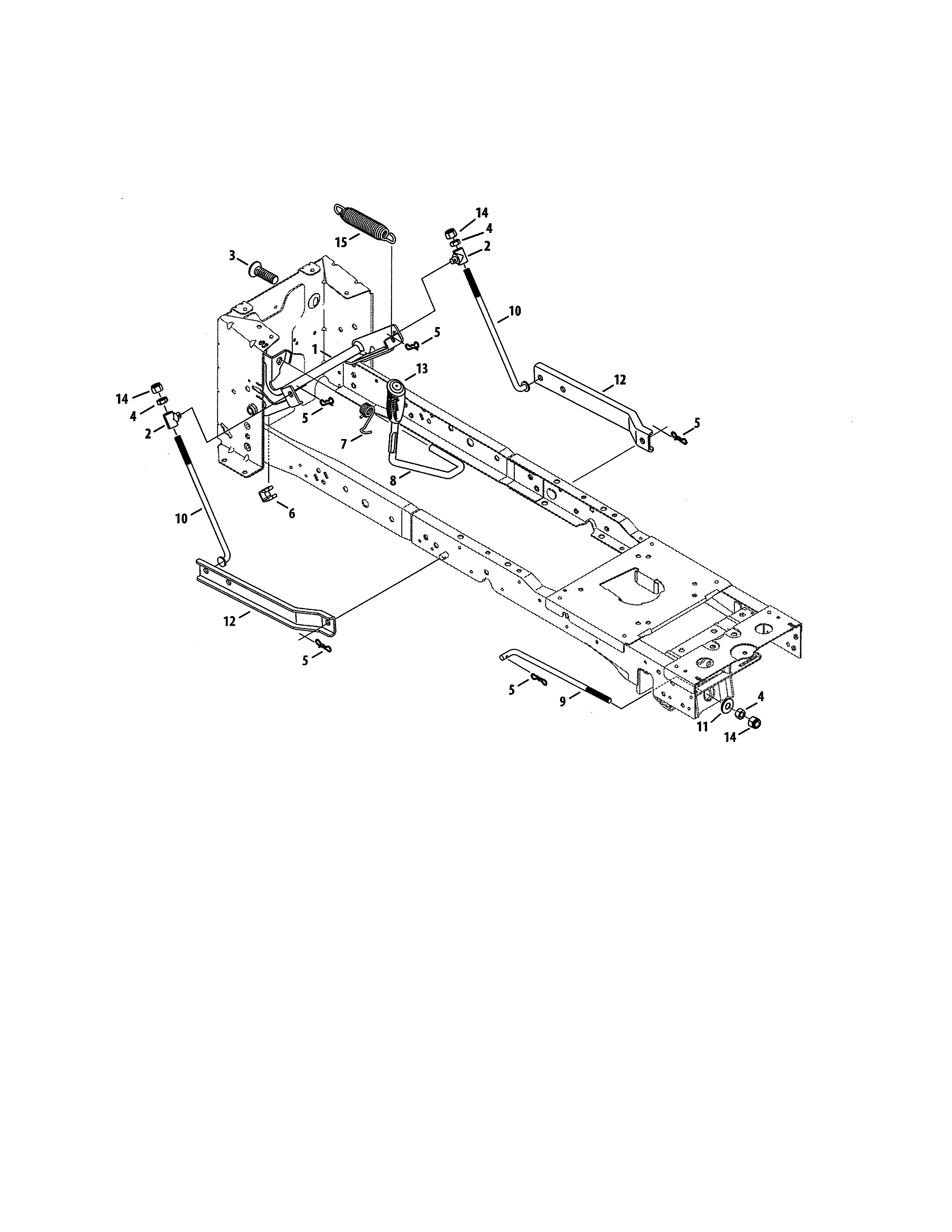 Lift Diagram and Parts List for  Craftsman Lawn Tractor