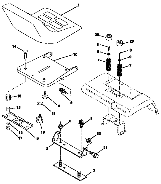 Seat Assembly Diagram and Parts List for  Craftsman Lawn Tractor