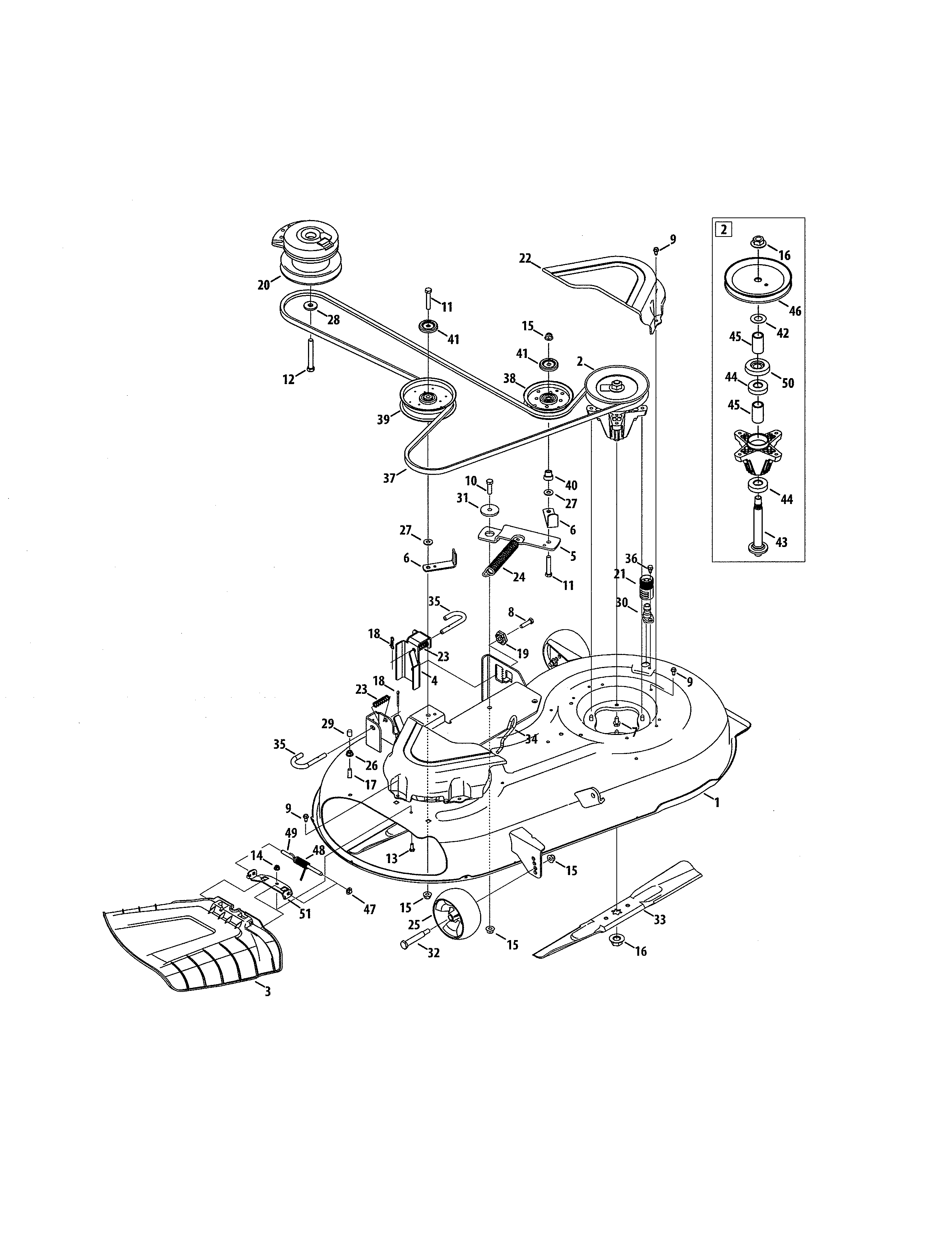 Deck/spindle Assembly Diagram and Parts List for  Craftsman Engine