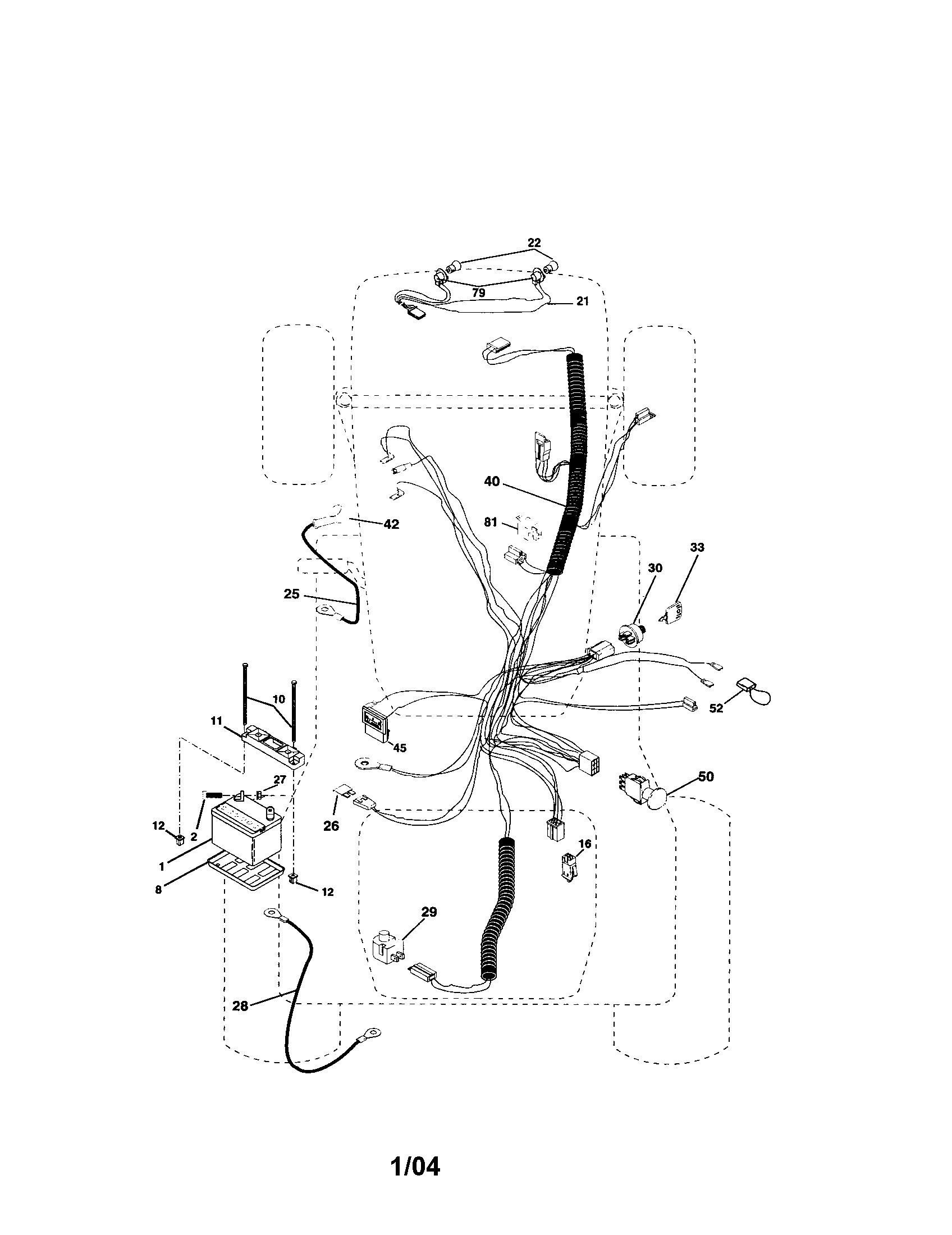 Electrical Diagram and Parts List for  Craftsman Lawn Tractor