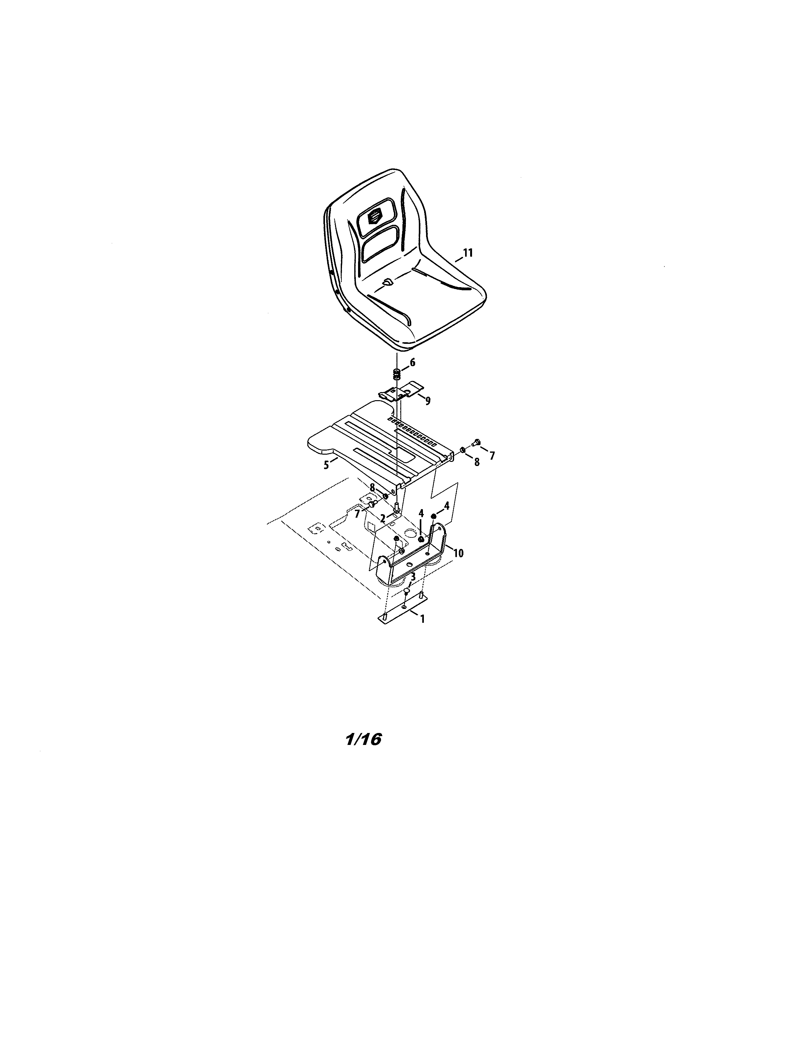 Seat Diagram and Parts List for  Craftsman Lawn Tractor
