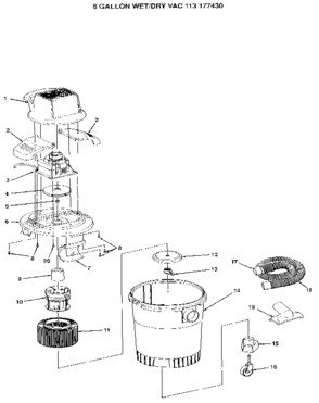 Unit Diagram and Parts List for  Craftsman Utility Vacuum