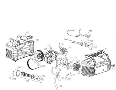 Pump/Fan Motor/Power Cord Diagram and Parts List for  Craftsman Compressor
