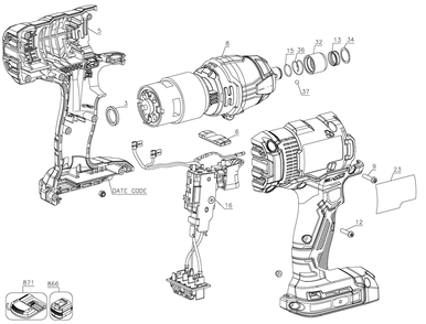 Part Location Diagram of CMCB201 Craftsman Battery