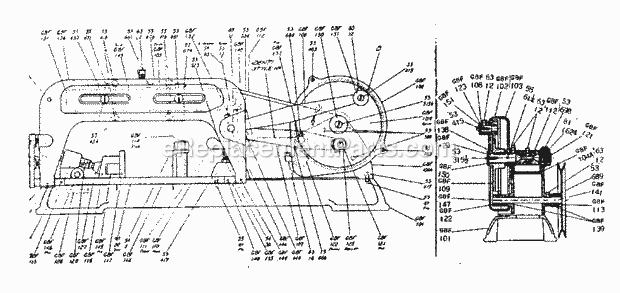 Unit And Pulley Assembly Diagram and Parts List for  Craftsman Reciprocating Saw