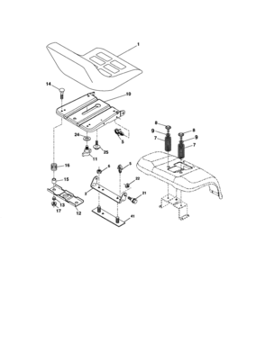 Seat Assembly Diagram and Parts List for  Craftsman Lawn Tractor