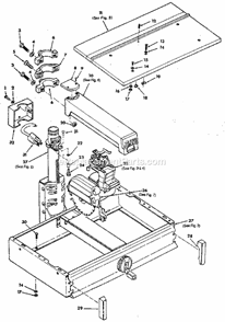Figure 1 Diagram and Parts List for  Craftsman Chop Saw