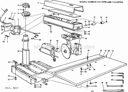Unit Diagram and Parts List for  Craftsman Chop Saw