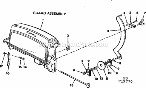 Guard Assembly Diagram and Parts List for  Craftsman Chop Saw
