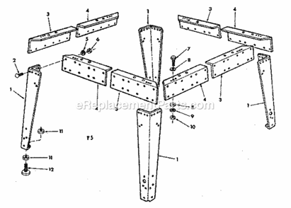 Leg Set Diagram and Parts List for  Craftsman Chop Saw