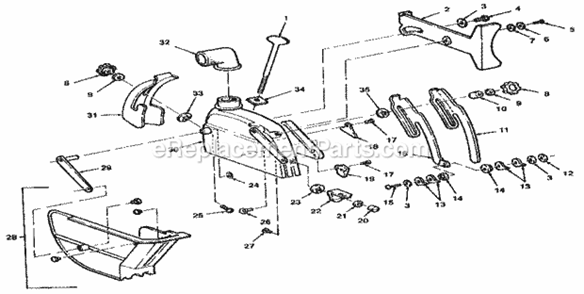 Figure 11 - Guard Diagram and Parts List for  Craftsman Chop Saw