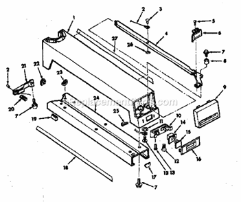 Arm Assembly Diagram and Parts List for  Craftsman Chop Saw