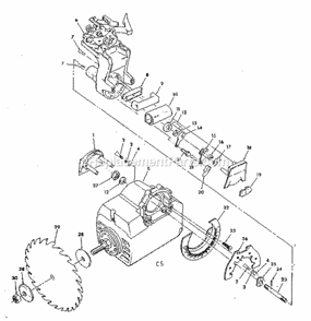 Page C Diagram and Parts List for  Craftsman Chop Saw
