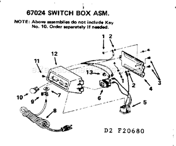 Switch Box Assembly Diagram and Parts List for  Craftsman Planer Jointer