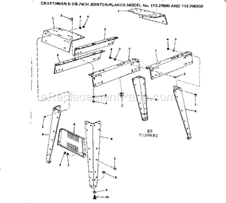 Sides And Leg Set Diagram and Parts List for  Craftsman Planer Jointer