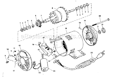 Motor Assembly Diagram and Parts List for  Craftsman Planer Jointer