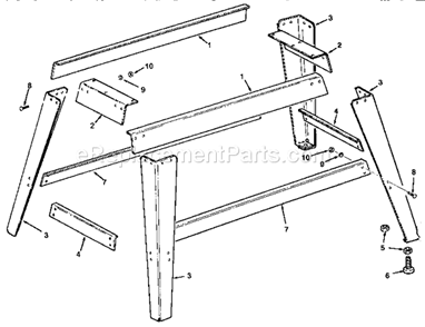 Leg Set Assembly Diagram and Parts List for  Craftsman Planer Jointer