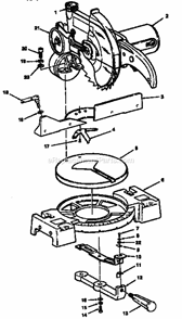 10" Compound Miter Saw Diagram and Parts List for  Craftsman Miter Saw