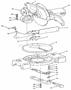Figure 1 Diagram and Parts List for  Craftsman Miter Saw