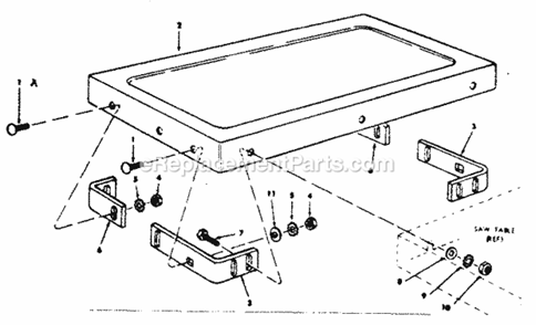 Table Extension Diagram and Parts List for  Craftsman Table Saw