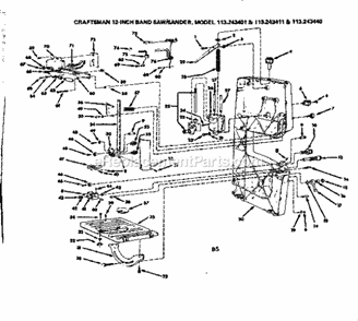 Sander Diagram and Parts List for  Craftsman Band Saw