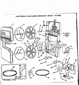 Sander Diagram and Parts List for  Craftsman Band Saw