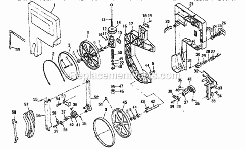 Drive Assembly Diagram and Parts List for  Craftsman Band Saw