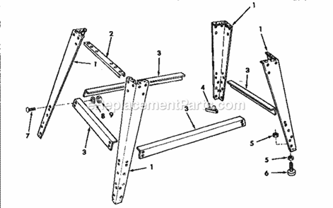 Leg Set Diagram and Parts List for  Craftsman Band Saw