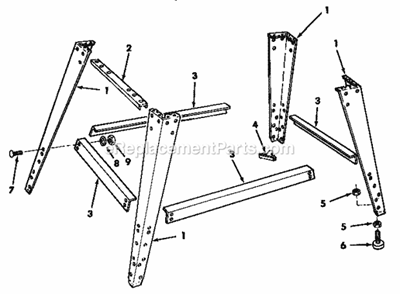 Leg Set Parts Diagram and Parts List for  Craftsman Band Saw