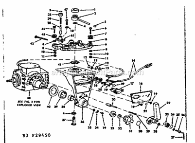 Yoke Assembly Diagram and Parts List for  Craftsman Chop Saw
