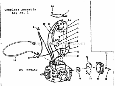 Motor Assembly Diagram and Parts List for  Craftsman Chop Saw