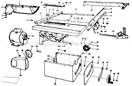 Unit Housing Diagram and Parts List for  Craftsman Table Saw