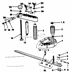 Miter Gauge Assembly Diagram and Parts List for  Craftsman Table Saw