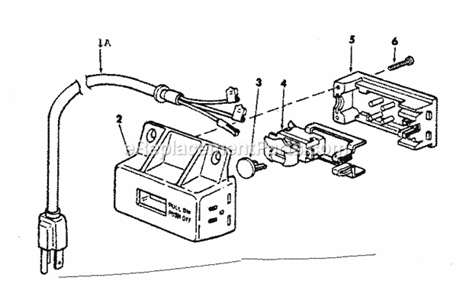 On / Off Power Outlet Diagram and Parts List for  Craftsman Table Saw