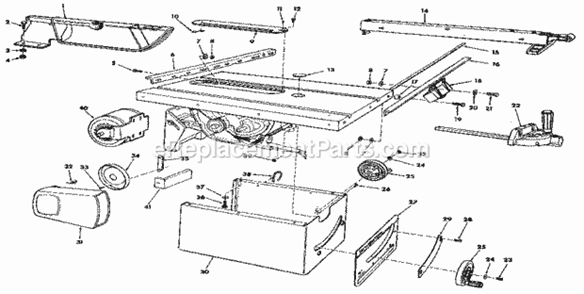 Page A Diagram and Parts List for  Craftsman Table Saw