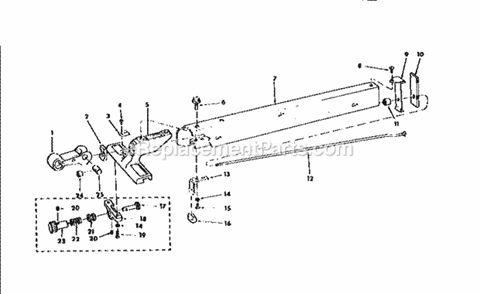 Rip Fence Assembly Diagram and Parts List for  Craftsman Table Saw