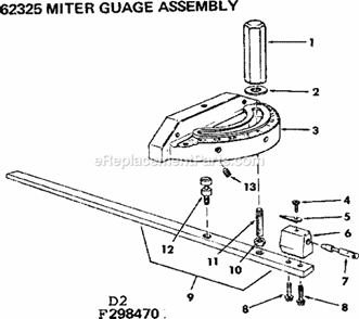 Miter Guage Assembly Diagram and Parts List for  Craftsman Table Saw