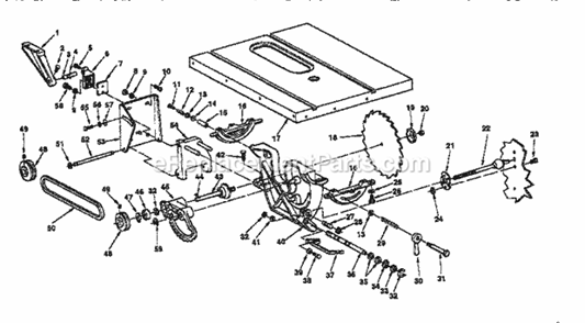 Page B Diagram and Parts List for  Craftsman Table Saw