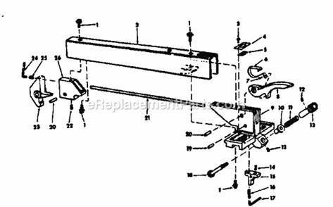 Rip Fence Asm Diagram and Parts List for  Craftsman Table Saw