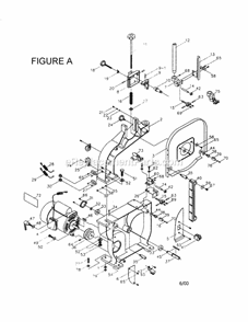 Motor/Base/Cover Diagram and Parts List for  Craftsman Band Saw
