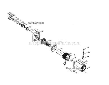 Motor Housing Diagram and Parts List for  Craftsman Table Saw